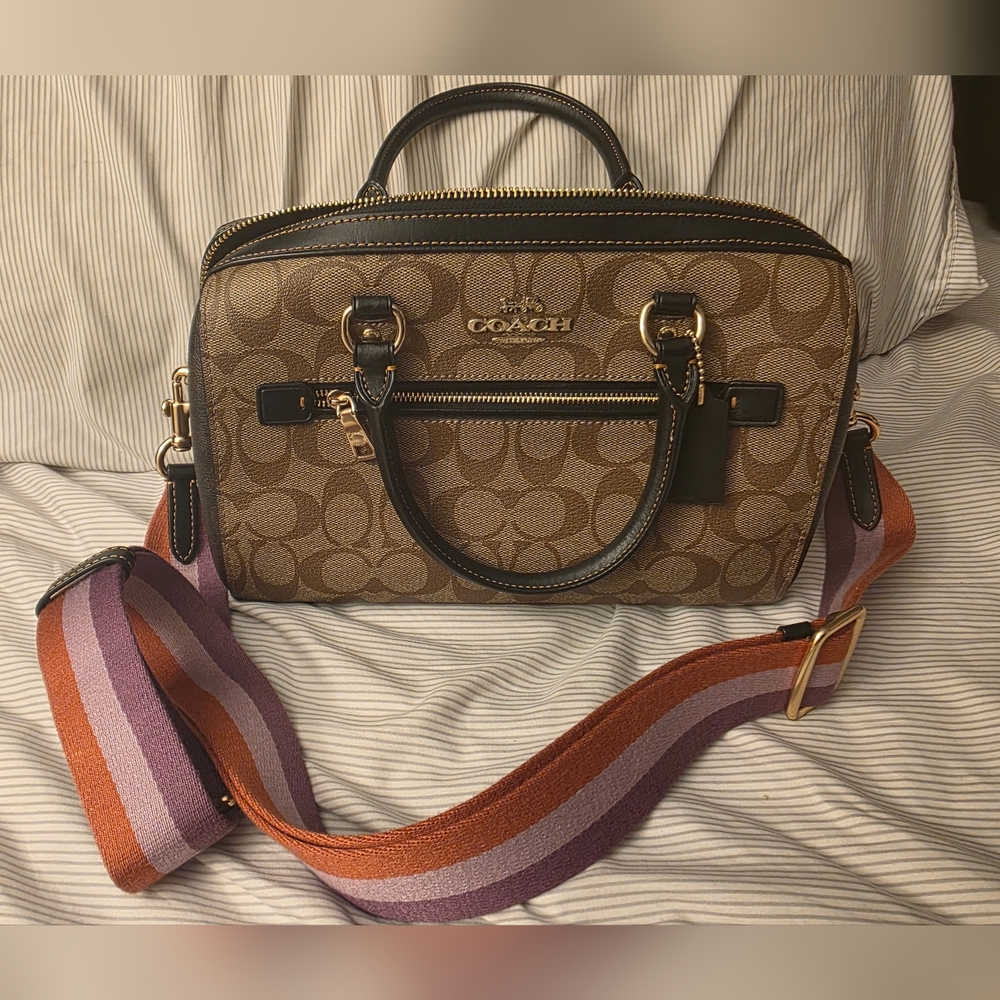 Coach Rowan Satchel Bag In Blocked Signature Canvas